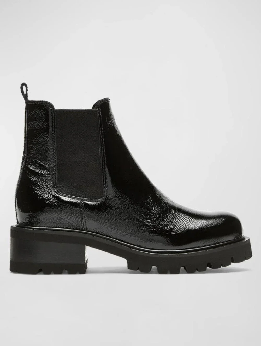 NWT La CANADIENNE Cosner Black Patent Leather Chelsea Boots